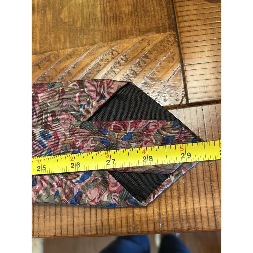 Vtg Scott Foster Men's Silk Tie 3.5” Pink Blue Floral Romanticism Made In USA
